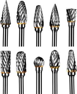 uptodateprouducts 10Pcs 3*6mm Metal Drawing Tungsten Carbide Milling Cutter Rotary Tool Burr Rotary Burr Set with 3 mm (1/8 Inch) Shank and 6 mm (1/4 Inch) Head Size Rotary Bit Set