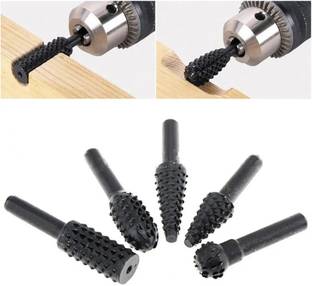 Heptik 5 Pieces Rotary Grinding File / Wood Carving Rotary Craft Files / Rotary Rasp File for Wood Working Hand Tool / Rotary Burr Drill Bit (Shank Size- 1/4", 6mm) Rotary Bit Set