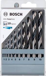BOSCH 2608577348 Professional Hss-PointTeQ Metal Drill Bits set 1 mm-10 mm In Gradation Of 1 mm Rotary Bit Set