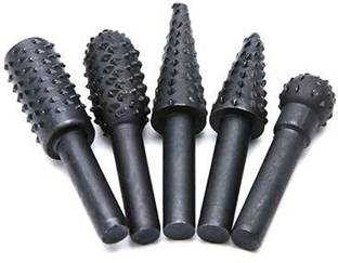 AASONS 5 pcs wood burr set AASONS Wood Burr Carving File Rasp Drill Bit of 1/4" / 6.35mm Shank Rotary Bit Set