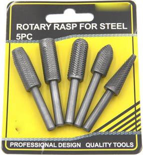 metrotools Metal File Burr Drill Bit Set Metal Working Rasps 1/4" / 6.35mm Shank Burs Tools Cutting Tool Black 5pcs/set Rotary Bit Set (5 Bits) Rotary Bit Set