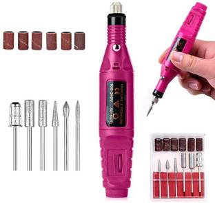 AS TOOL CENTER Electric Nail Drill Manicure Filer Kit Nail Polish Machine set with 6 Acrylic Gel Remover Pedicure Tools Nail Art Rotary Bit Set