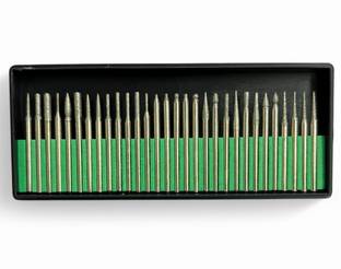 EPITECH MART 30Pcs 3mm Shank Titanium-Coated Diamond Burrs Set for Rotary Grinder Tools Grinding Polishing Carving Stone Jewelry Glass Ceramics Rotary Bit Set