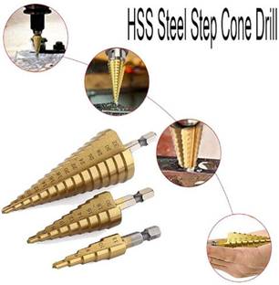 A&S TOOLSHOP 3pcs Hss Step Drill Bit Set Rotary Bit Set