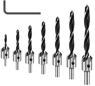 AASONS 7 wood champering bits Countersink Drill Bit Set of 7pcs,Woodworking set ( 3, 4, 5, 6, 7, 8 & 10mm) Rotary Bit Set