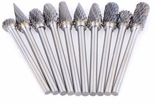 Digital Craft 10Pc Carbide Rotary Burr Files Set CNC Engraving Bit CED 5mm Carbide Boring Drills Die Grinder Carving Router Bit Shank Size 3mm New Rotary Bit Set