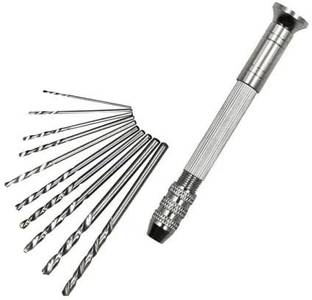 AS TOOL CENTER Hand Drill W/Keyless Chuck + 10Pcs Rotary Bit Set