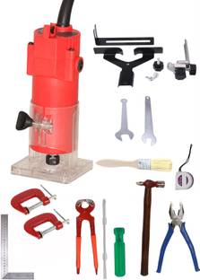 Digital Craft 30000 RPM Woodworking Electric Trimmer Machine with 4 Utility Tools and 12-Piece Router Bits Set Rotary Tool