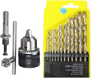 Kshivi Drill Bits 13 pcs of Hss Drill Bit Set And 13mm Drill Chuck With SDS Adaptor Key Rotary DCB20 Rotary Tool