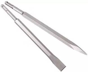 Kiesh Drill Bits Hammer Drilling Set of 2 Chisel Bits Set 14 x 250MM Flat & Pointed | 14mm Demolition Rotary Hammer Bits (14 x 250 mm) CBS04 Rotary Tool