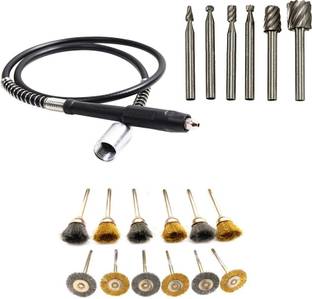 Digital Craft 3 Items : Grinder Shaft 12Pc Wire Brush 6pc HSS Rotary Burs Rotary Tool