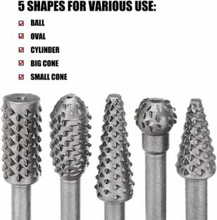 AS TOOL CENTER Rotary File Rasp Carbide Burrs 5PCS 1/4" Tungsten Carbide Rotary Point Burr Rotary Tool