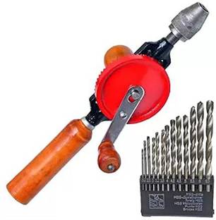 Digital Craft HEAVY DUTY HAND DRILL MACHINE (1/4") + 13PCS HSS DRILL SET Rotary Tool