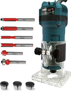 Ballorex KS-T036 KS-T036 550W 30000 RPM Heavy Duty Professional Wood Trimmer/Router (6-6.35 mm) machine with 6-Pieces Different Shaped 6.35 mm Router Bit Set, 6mm, 8mm and 6.35mm Collets Rotary Tool