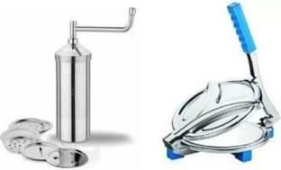 GINOSET SS kitchen press 6 jali with puri press machine heavy quality combo Roti and Khakra Maker
