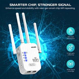 Melbon Wifi- Repeater 01 whites WiFi Range Extender 2.4 GHz 150 Mbps Wifi Speed Dual Band External Ant...