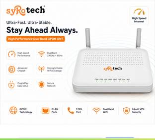 Syrotech SY-GPON-1110-WDONT- 115 Router 2.4 GHz, 5 GHz 300 Mbps Wifi Speed Dual Band External Antenna ...