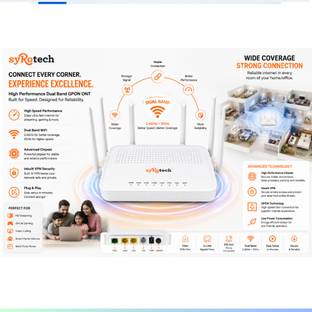 Syrotech SY-2010 XPON-1200mbps-125 Router 2.4 GHz, 5 GHz 300 Mbps Wifi Speed Dual Band External Antenn...