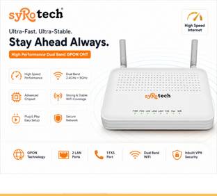 Syrotech SY-GPON-1110-WDONT- 116 Router 2.4 GHz, 5 GHz 300 Mbps Wifi Speed Dual Band External Antenna ...