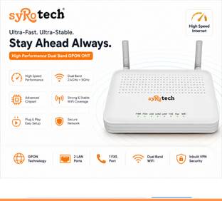Syrotech SY-GPON-1110-WDONT- 118 Router 2.4 GHz, 5 GHz 300 Mbps Wifi Speed Dual Band External Antenna ...