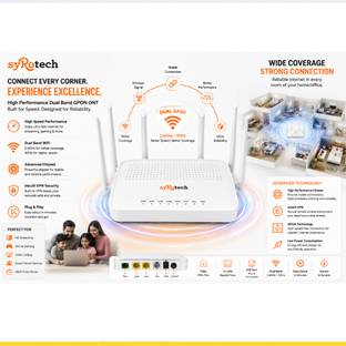 Syrotech SY-2010 XPON-1200mbps-123 Router 2.4 GHz, 5 GHz 300 Mbps Wifi Speed Dual Band External Antenn...