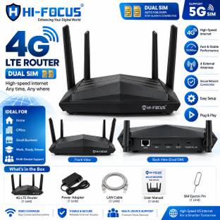 HI FOUCUS Hi-focus Dual 4G sim HF-R2104T-4G-W6 4G Router 2.4 GHz 150 Mbps Wifi Speed Single Band Exter...