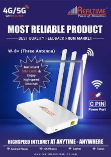 Realtime W 8+ (Plus) 4g/5g Router 4G Router 2.4 GHz 300 Mbps Wifi Speed Single Band External Antenna A...