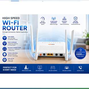 Syrotech SY-201-WADONT-135 Wireless Router 2.4 GHz, 5 GHz 1200 Mbps Wifi Speed Quad Band External Ante...