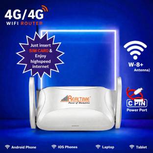 Realtime W8+ 5G Home 4G Router 2.4 GHz 100 Mbps Wifi Speed Single Band Internal & External Antenna MiF...