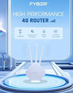 FYBER Wifi Speed Tri Band 4G Router 2.4 GHz 150 Mbps Wifi Speed Single Band Internal Antenna NA