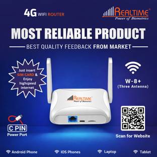 Realtime W8+ Office 5G 4G Router 2.4 GHz 100 Mbps Wifi Speed Single Band Internal & External Antenna M...