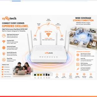 Syrotech SY-2010 XPON-1200mbps-126 Router 2.4 GHz, 5 GHz 300 Mbps Wifi Speed Dual Band External Antenn...