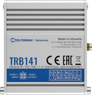 Teltonika TRB141 INDUSTRIAL RUGGED GPIO LTE GATEWAY 4G Router 0 GHz 10 Mbps Wifi Speed NA Ethernet (Cable Broadband)