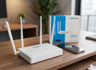 UBIQCOM UB5021 GVW-D 2GE+1POTS+DUAL-BAND FTTH WIFI Gaming Router 2.4 GHz, 5 GHz 1200 Mbps Wifi Speed D...