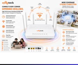 Syrotech SY-2010 XPON-1200mbps-124 Router 2.4 GHz, 5 GHz 300 Mbps Wifi Speed Dual Band External Antenn...