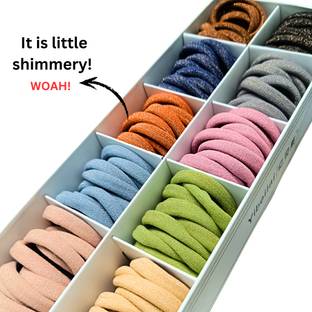 MASHBA 25 Pcs Multicolor Pastel Color Lurex Rubberbands High Elasticity Women Girls Lurex Rubber Band