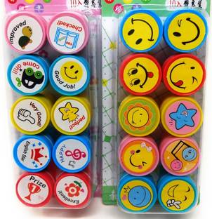 Sloies Best Words Stampers DIY Cute Self-Ink Rubber Seal Stamps for Kids Motivation Rubber Stamp(pack of 20)