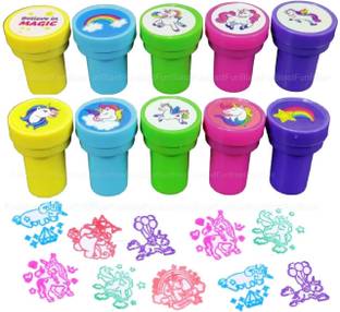 RINGHAS 10Pcs Unicorn Art and Craft Stamps of different shapes for Kids Art RUBBER STAMP