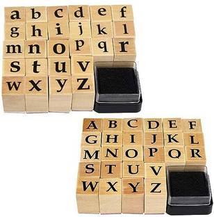 Vintager Wooden Rubber Stamp,52Pc Letter Stamp Alphabet Stamps For Card Making DIY Craft Wooden Alphabet Stamp