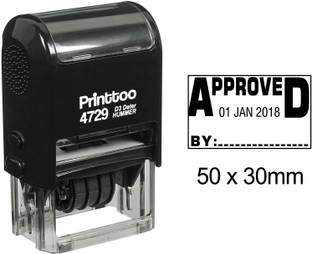 Printtoo Self Inking Dater Stamp with Approved by Text Date and Sign Space Rubber Stamp Self-inking Stamp