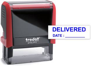 Trodat Delivered With Date - Stamp Built in Ink Pad (Red) Ink Color- Blue Stamp