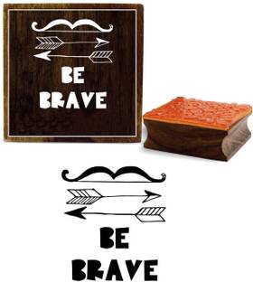 Printtoo Diary Card Bow Arrow & Be Brave Word Design Square Wooden Rubber Stamp Rubber Stamp