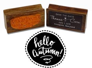 Printtoo Round Hello Autumn Rubber Stamp Wood Mounted Poster Stamper Envelope Seal Idea Rubber Stamp