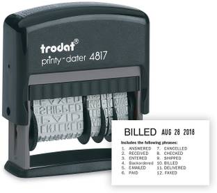 Trodat Printy 4817 Self-inking Economy 12-Message and Date Stamp, Black Self-inking