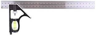 WildCard India India Stainless Steel Adjustable Engineers Combination Square Rule Right Angle Ruler Tool (300mm) Ruler