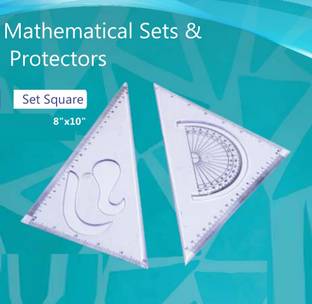 First Click Set Squares with Protector French Curve inbuilt Size-27X14 cm 1 Set Ruler