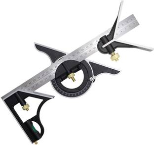 NIKTION 12 Inch Adjustable Combination Angle 45 Degree Right Protractor Square Set Ruler