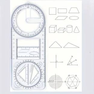 FLOSTRAIN Creative Maths Learning Aids Drawing & Measurement GEOMETRIC RULER Ruler