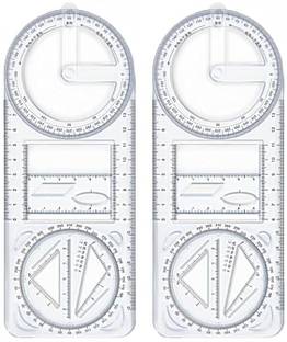 MakFarry Multifunctional Geometric Ruler Student Math Movable Drawing Template Measuring Ruler