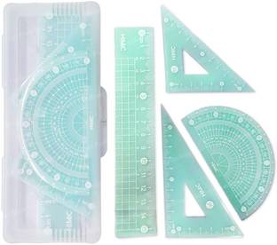 Daizen's Jelly Ruler Set and Protractor, 45° and 60° Triangular, 180° Protractor,15 cm Ruler